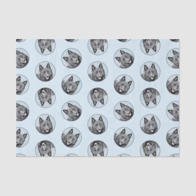 Schipperke Painting Black Cute Original Dog Art Tissue Paper (Front)