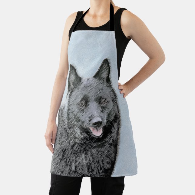Schipperke Painting - Cute Original Dog Art Apron (Insitu)
