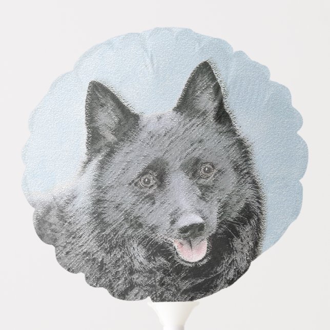 Schipperke Painting - Cute Original Dog Art Balloon (Front)