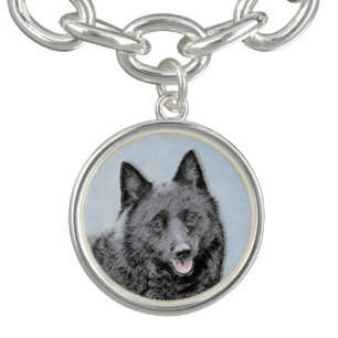 Schipperke Painting - Cute Original Dog Art Bracelet