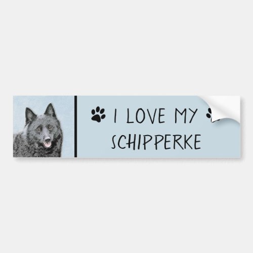 Schipperke Painting _ Cute Original Dog Art Bumper Sticker