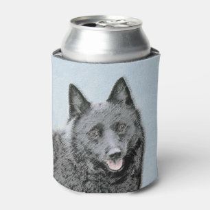 Schipperke Painting - Cute Original Dog Art Can Cooler