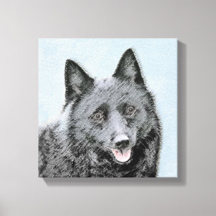 Schipperke Painting - Cute Original Dog Art Canvas Print