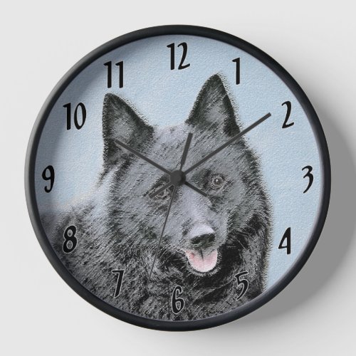 Schipperke Painting _ Cute Original Dog Art Clock