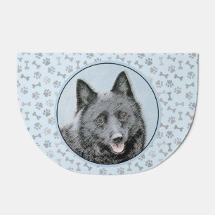 Schipperke Painting - Cute Original Dog Art Doormat