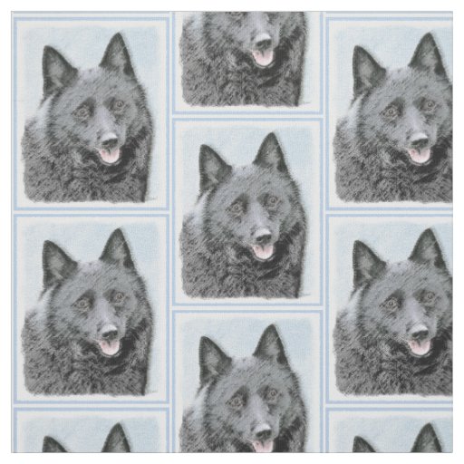 Schipperke Painting - Cute Original Dog Art Fabric
