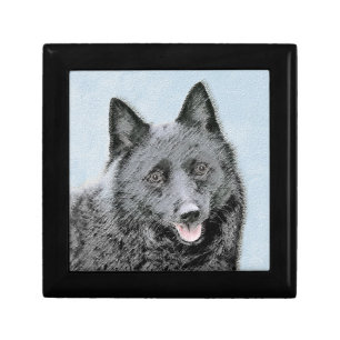 Schipperke Painting - Cute Original Dog Art Gift Box