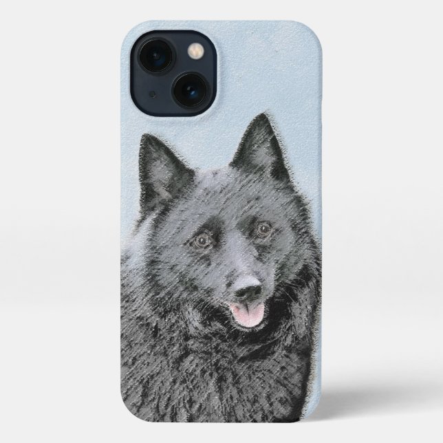 Schipperke Painting - Cute Original Dog Art iPhone Case (Back)