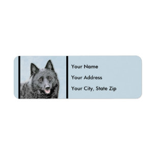 Schipperke Painting - Cute Original Dog Art Label