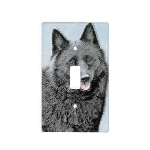 Schipperke Painting - Cute Original Dog Art Light Switch Cover