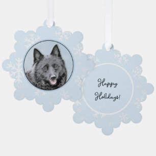Schipperke Painting - Cute Original Dog Art Ornament Card