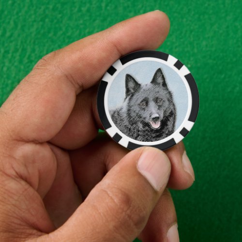 Schipperke Painting _ Cute Original Dog Art Poker Chips