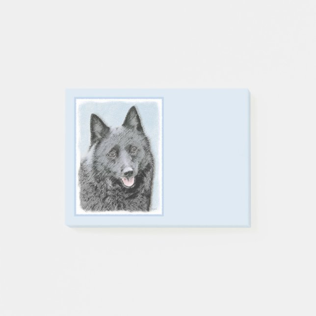 Schipperke Painting - Cute Original Dog Art Post-it Notes (Front)