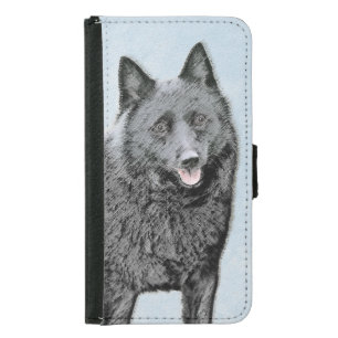 Schipperke Painting - Cute Original Dog Art Samsung Galaxy S5 Wallet Case