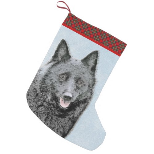 Schipperke Painting _ Cute Original Dog Art Small Christmas Stocking