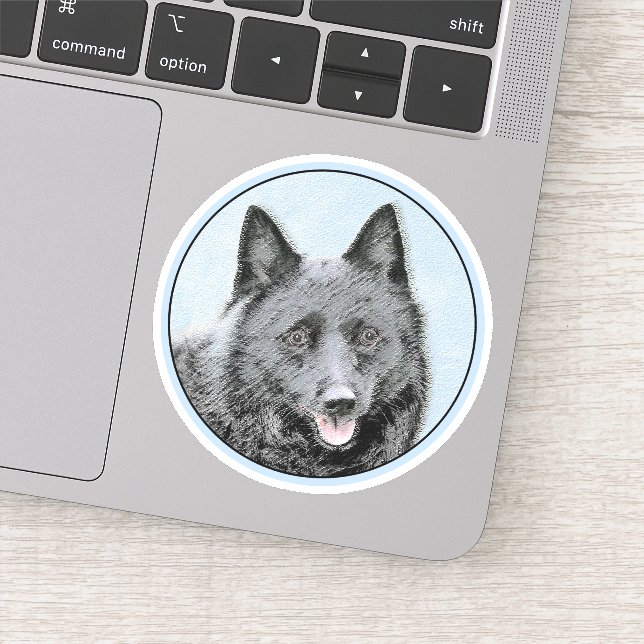 Schipperke Painting - Cute Original Dog Art Sticker (Detail)