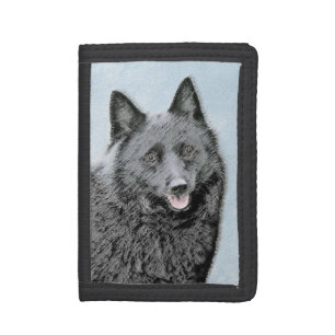 Schipperke Painting - Cute Original Dog Art Trifold Wallet