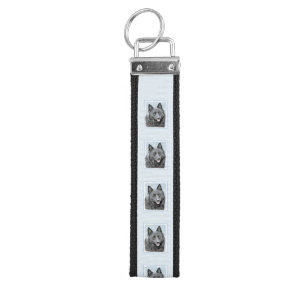 Schipperke Painting - Cute Original Dog Art Wrist Keychain