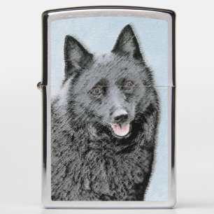 Schipperke Painting - Cute Original Dog Art Zippo Lighter