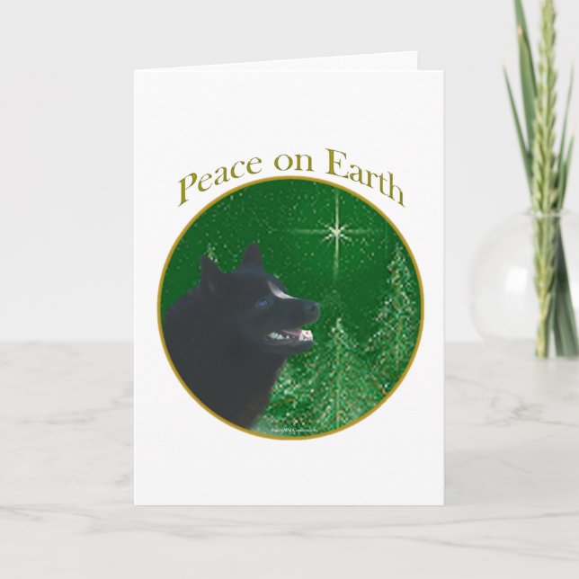 Schipperke Peace Holiday Card (Front)