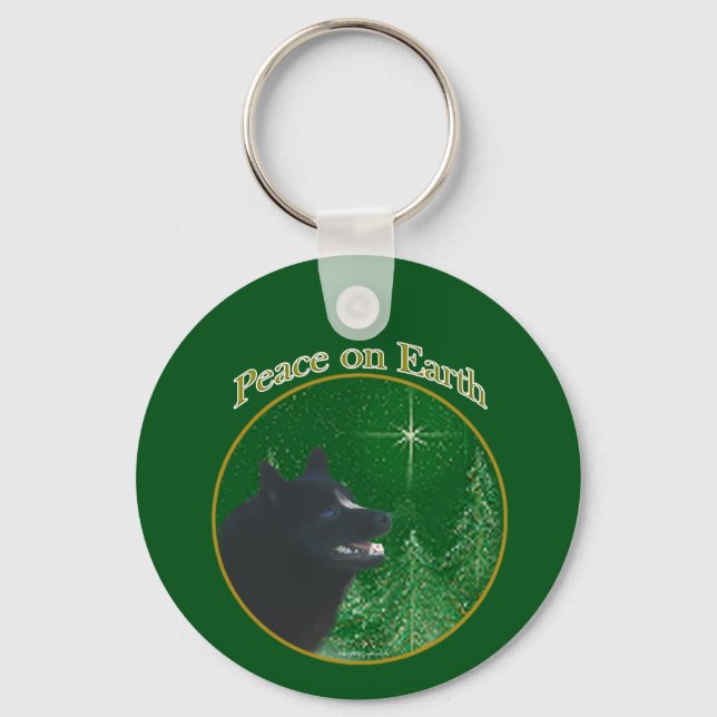 Schipperke Peace Keychain (Front)