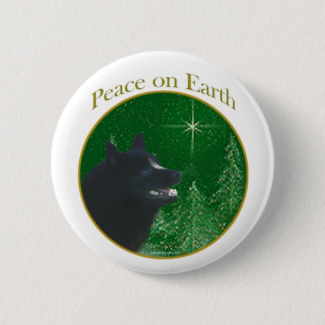 Schipperke Peace Pinback Button (Front)
