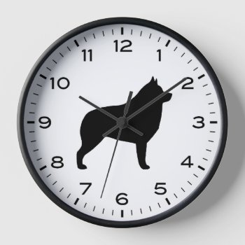 Schipperke Silhouette With Numbers And Minutes Clock by jennsdoodleworld at Zazzle