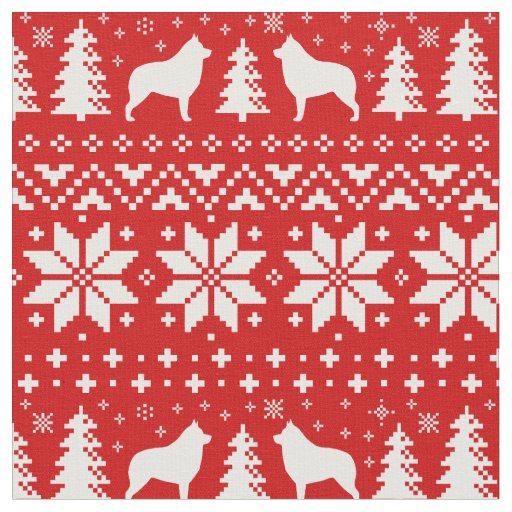 Schipperke Silhouettes Christmas Holiday Patterned Fabric