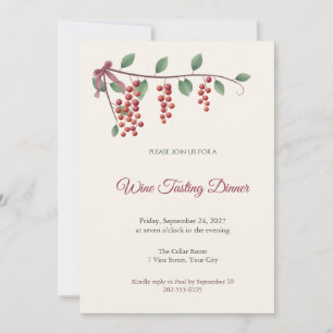 Schisandra Vine Wine Tasting Dinner Invitation
