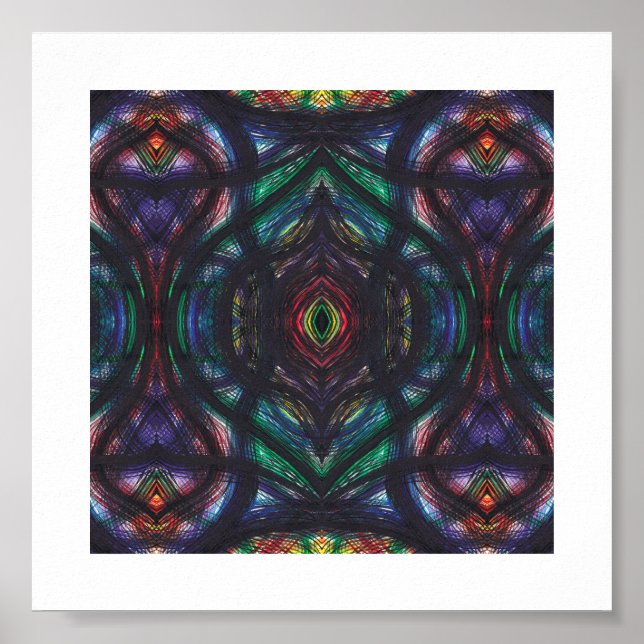 Schism Dark Rainbow Abstract Watercolor Art Poster (Front)