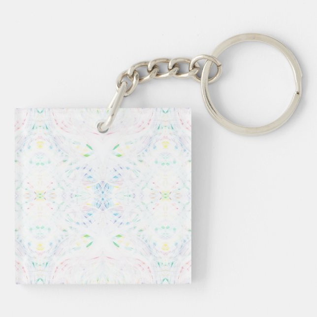 Schism Light Rainbow Abstract Watercolor Art Keychain (Back)