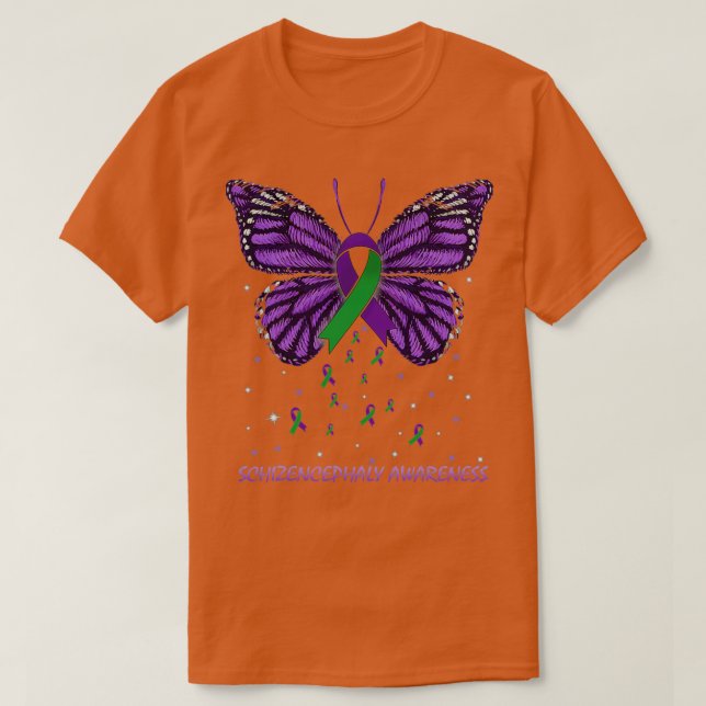 Schizencephaly Awareness Butterfly T-Shirt (Design Front)