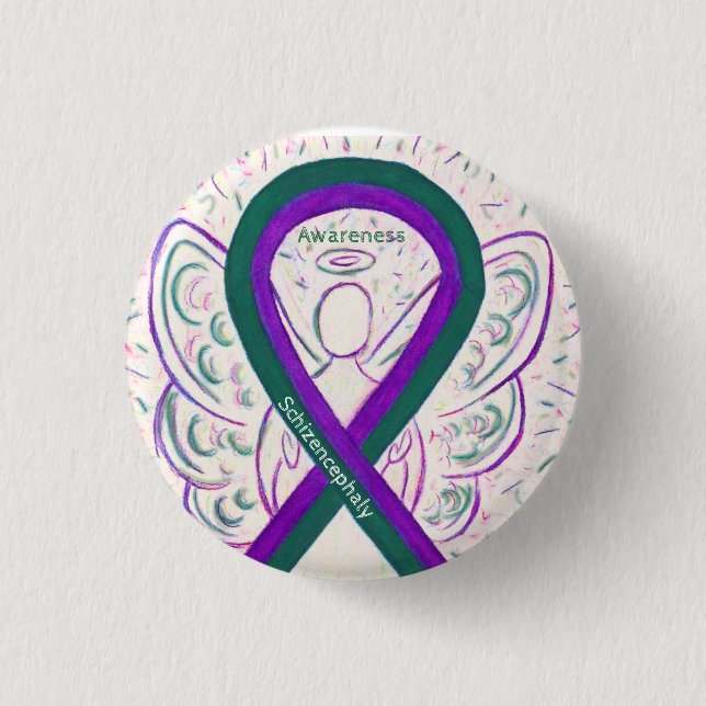 Schizencephaly Awareness Ribbon Angel Button (Front)