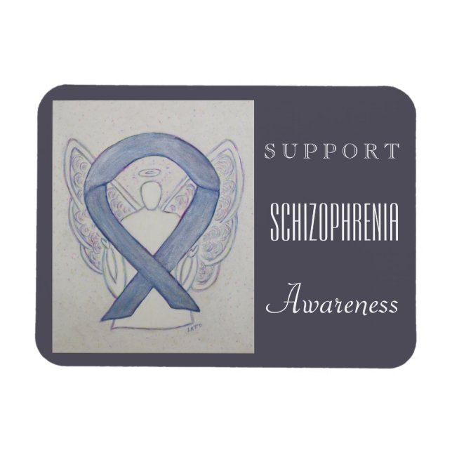 Schizophrenia Awareness Ribbon Angel Custom Magnet (Horizontal)