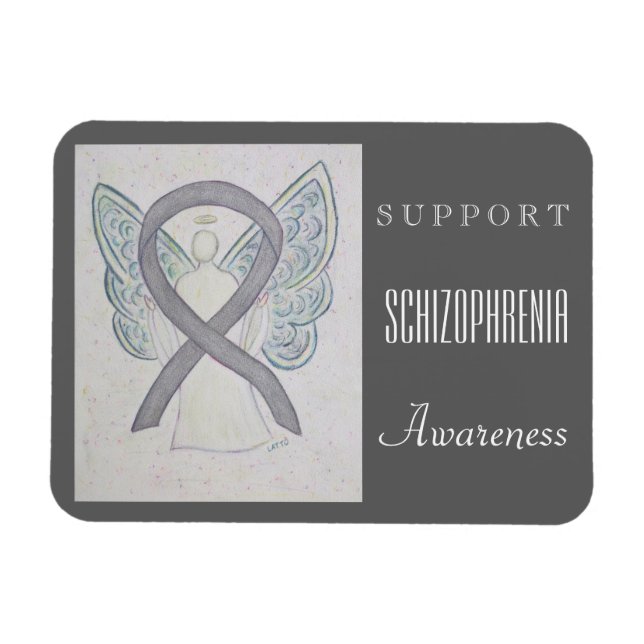 Schizophrenia Awareness Ribbon Angel Custom Magnet (Horizontal)