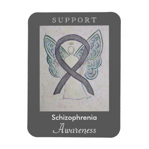 Schizophrenia Awareness Ribbon Angel Custom Magnet