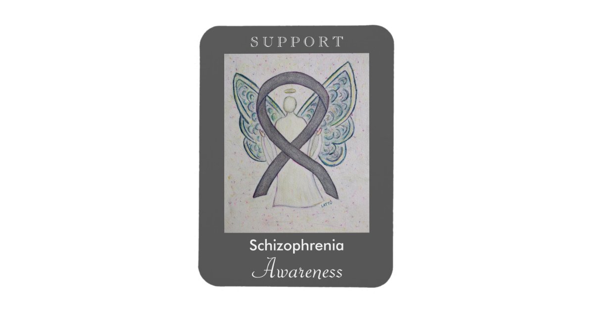 Schizophrenia Awareness Ribbon Angel Custom Magnet | Zazzle