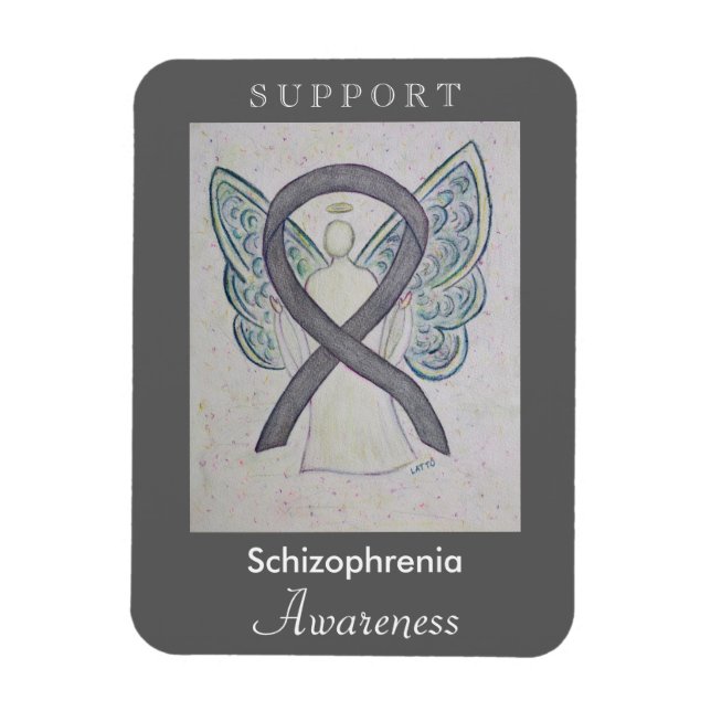 Schizophrenia Awareness Ribbon Angel Custom Magnet (Vertical)