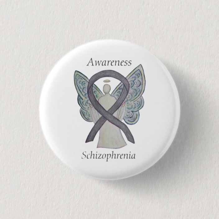 Schizophrenia Awareness Ribbon Angel Custom Pins | Zazzle.com