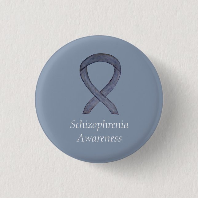 Schizophrenia Awareness Ribbon Custom Pins (Front)