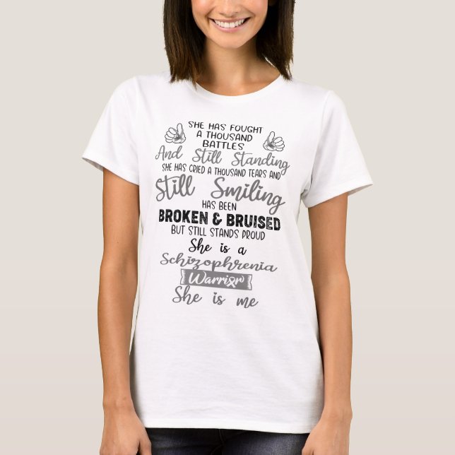 Schizophrenia Awareness Ribbon Support Gifts T-Shirt (Front)