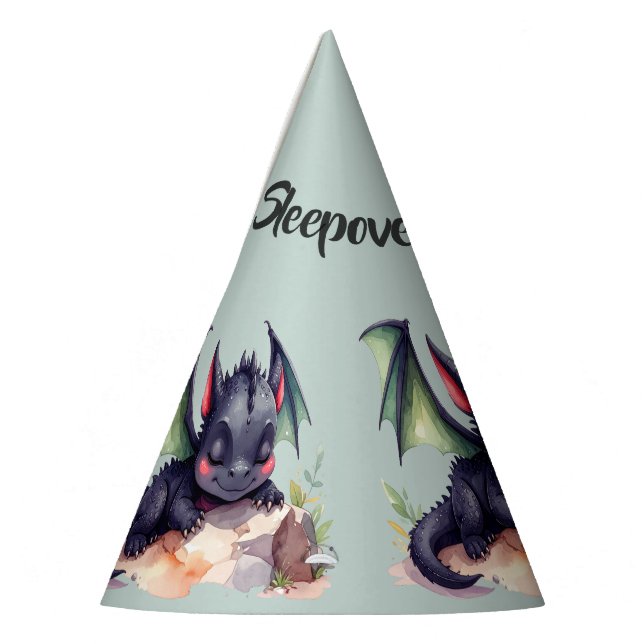 Schlafender Drache mit grünen Flügeln  Party Hat (Left)