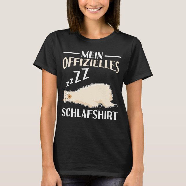 Schlafshirt Nachthemd Schlafanzug Alpaka Lama T-Shirt (Front)