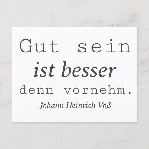 Schlichte Johann Heinrich Voss Zitat Gut sein Postcard