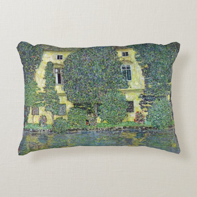 Schloss Kammer on the Attersee III By Gustav Klimt Decorative Pillow (Front)