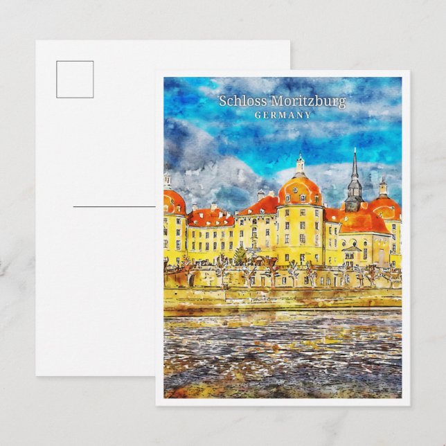 Schloss Moritzburg Germany travel watercolor Postcard (Front/Back)