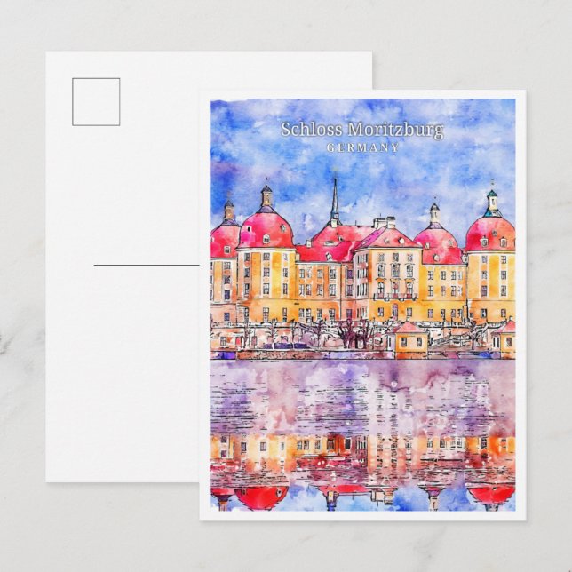 Schloss Moritzburg Germany travel watercolor Postcard (Front/Back)