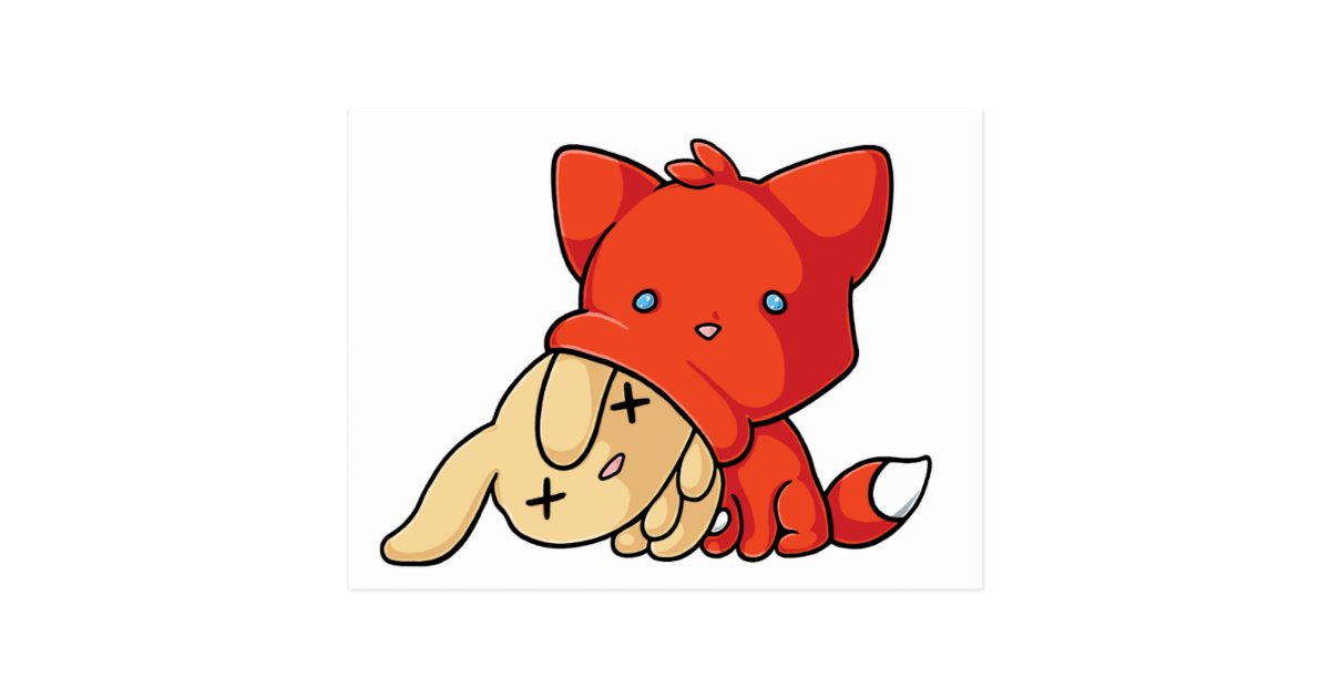 SCHLUP Fox Eating Rabbit Postcard | Zazzle.com