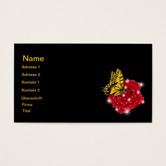 Schmetterling auf rote Rose m. sterne regentropfen (Front)