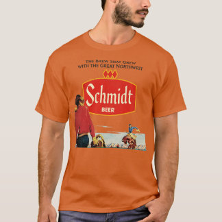 Schmidt Beer Retro Defunct Cowboy Nature Scene T-Shirt